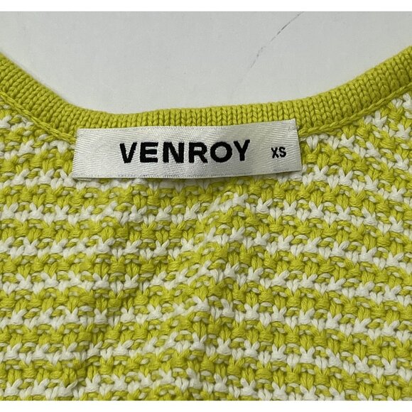 Venroy Striped Cotton Knit Bralette in Chartreuse/Off White Stripe - Picture 4 of 5